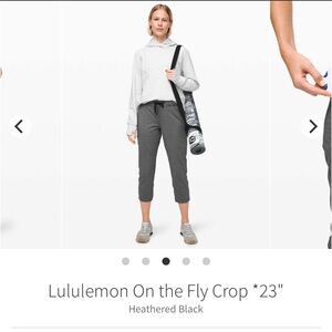 lululemon  On the Fly Cropped Pants-23 inch-size 2-Heathered Black